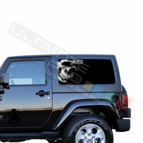 Rear Window Black Skull Perforated for Jeep Wrangler JL, JK decal 2007 - Present