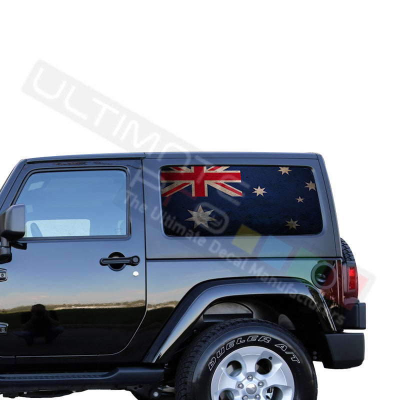 Rear Window Australia Flag Perforated for Jeep Wrangler JL, JK decal 2007 - Present