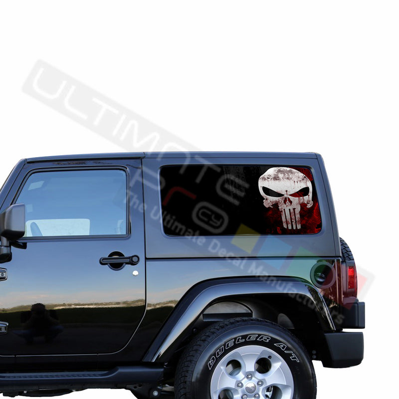 Rear Window Punisher Skull Perforated for Jeep Wrangler JL, JK decal 2007 - Present