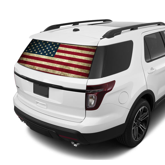 Flag USA Rear Window Perforated For Ford Explorer Decal 2011 - Present