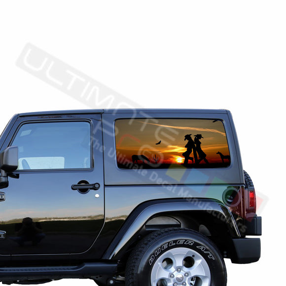 Rear Window Wild West Perforated for Jeep Wrangler JL, JK decal 2007 - Present