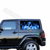 Rear Window Blue Flames Perforated for Jeep Wrangler JL, JK decal 2007 - Present