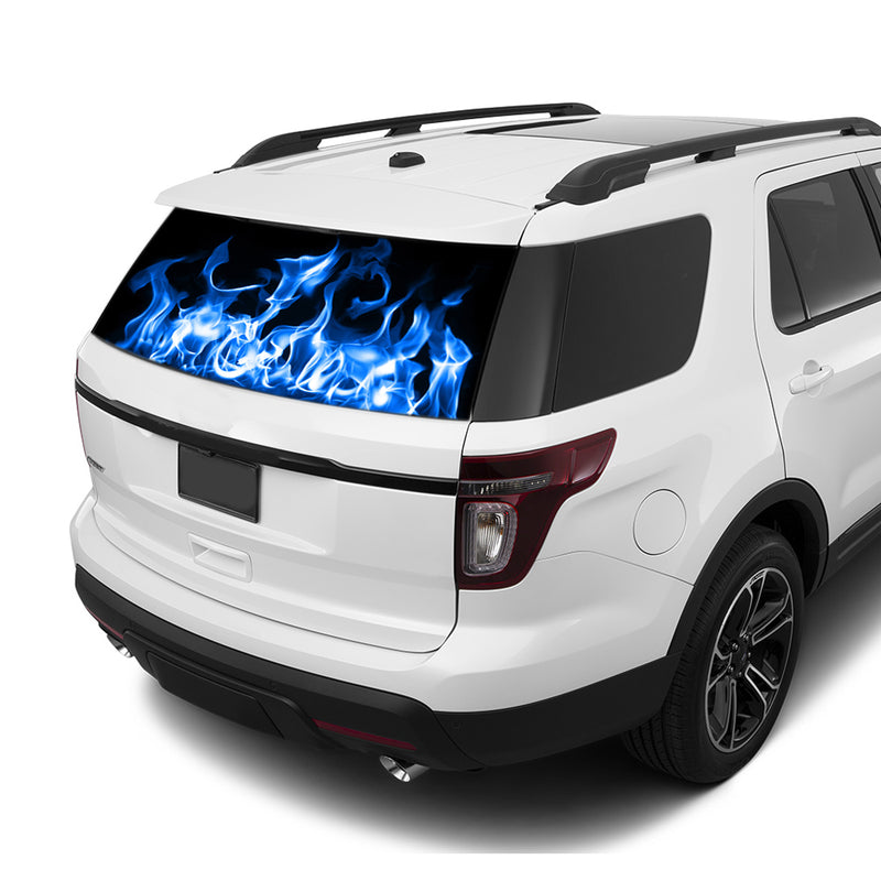 Blue Fire Rear Window Perforated For Ford Explorer Decal 2011 - Present