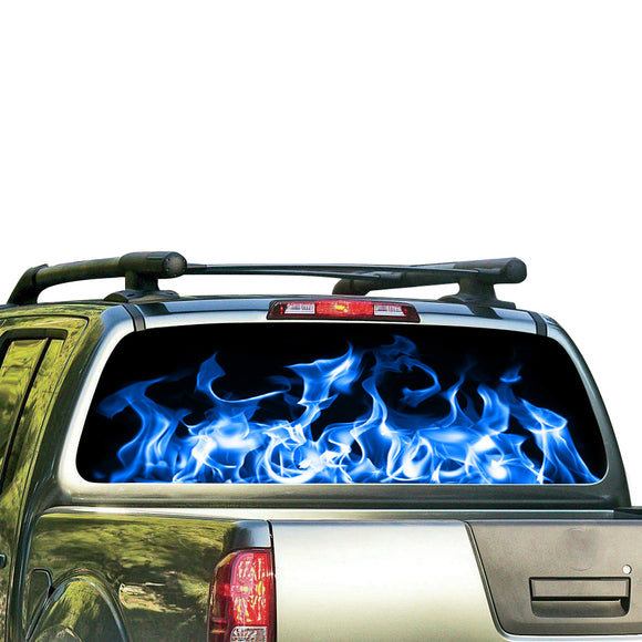 Blue Flames Perforated for Nissan Frontier decal 2004 - Present