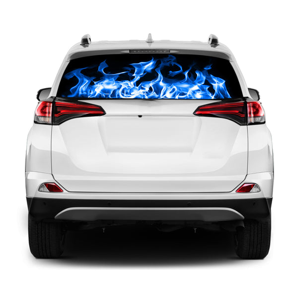 Blue Fire Rear Window Perforated for Toyota RAV4 decal 2013 - Present