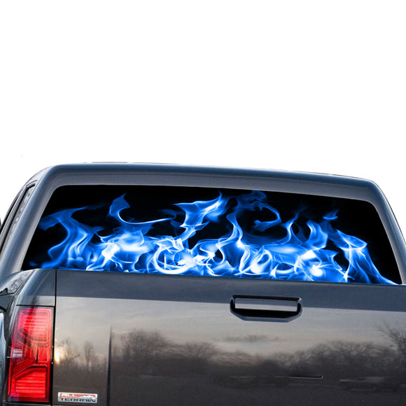 Blue Flames Perforated for GMC Sierra decal 2014 - Present