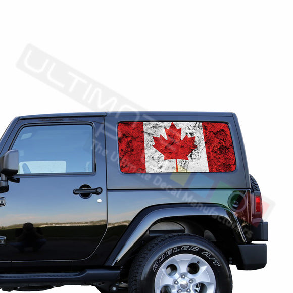 Rear Window Canada Flag Perforated for Jeep Wrangler JL, JK decal 2007 - Present