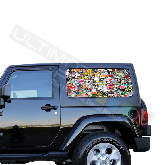 Rear Window Bomb Skin Perforated for Jeep Wrangler JL, JK decal 2007 - Present