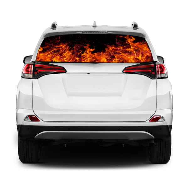Fire Rear Window Perforated for Toyota RAV4 decal 2013 - Present