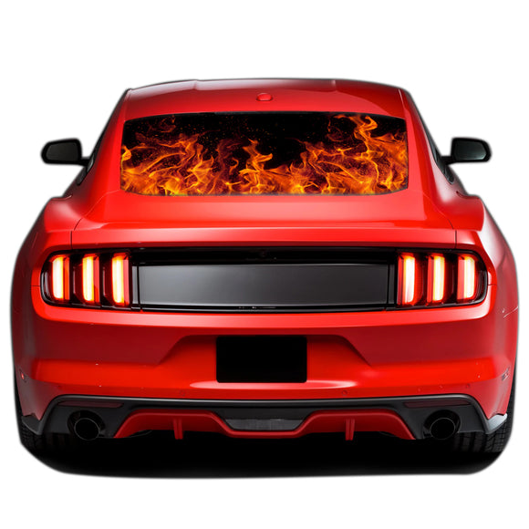 Flames Perforated Sticker for Ford Mustang decal 2015 - Present