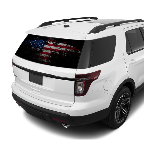 Eagle USA Flag Rear Window Perforated For Ford Explorer Decal 2011 - Present