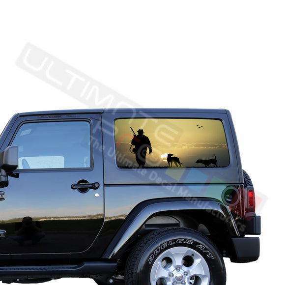 Rear Window Hunting 2 Perforated for Jeep Wrangler JL, JK decal 2007 - Present