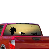 Hunting with Dog Perforated for Nissan Titan decal 2012 - Present