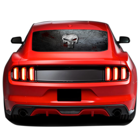 Punisher Skull Perforated Sticker for Ford Mustang decal 2015 - Present