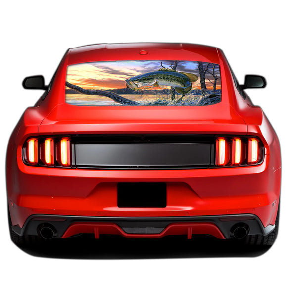 Fishing Perforated Sticker for Ford Mustang decal 2015 - Present