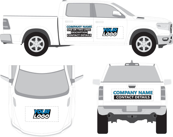 Professional Graphics Package Decals on a Business Pick Up Vehicles