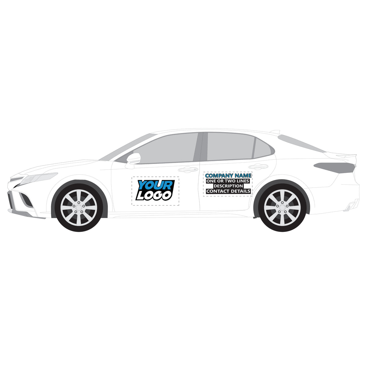 Auto Workplace Graphics Professional Graphics Package Decals on a Business Saloon Vehicles