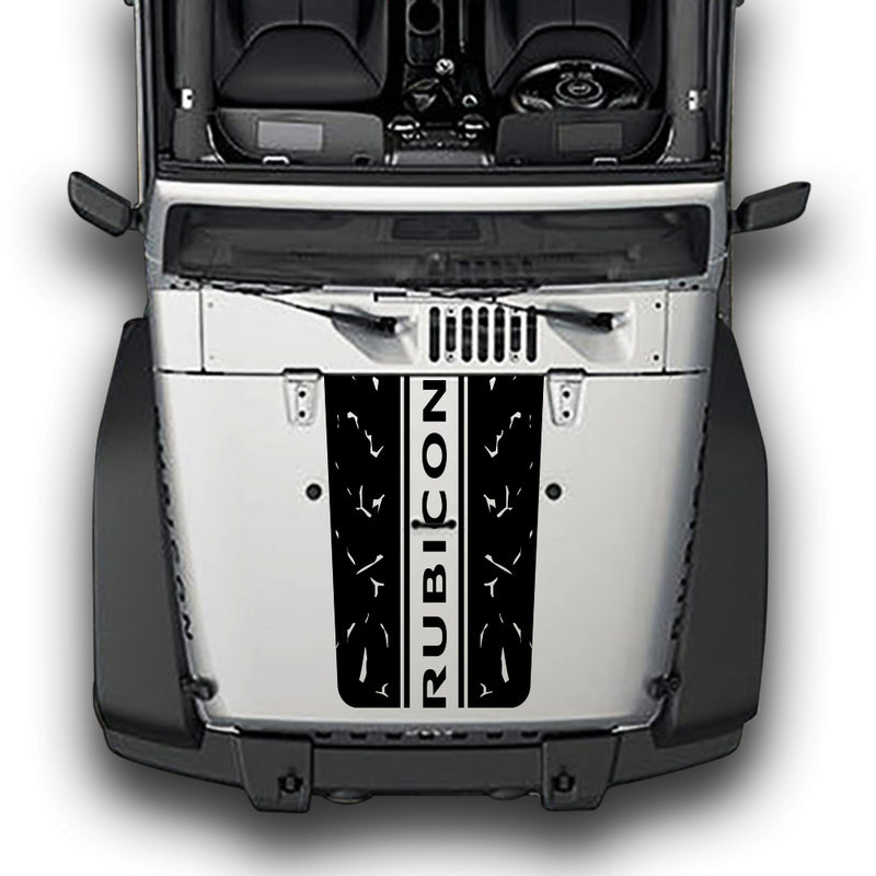 Hood Rubicon Distorted Line Compatible with Jeep Wrangler JK 2010-Present