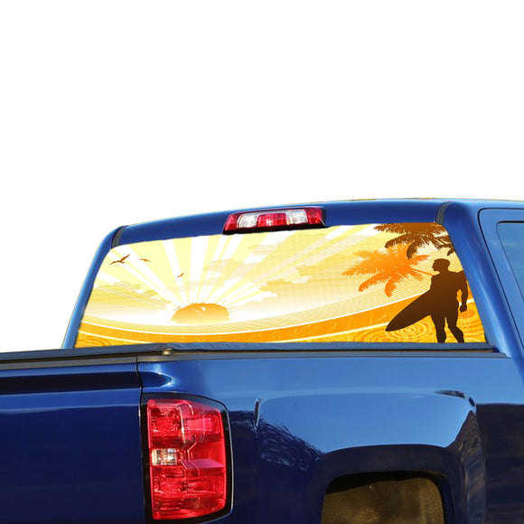 Surfing 1 Perforated for Chevrolet Silverado decal 2015 - Present