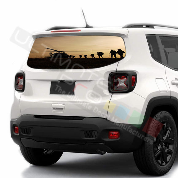 Army Perforated Decals stickers compatible with Jeep Renegade