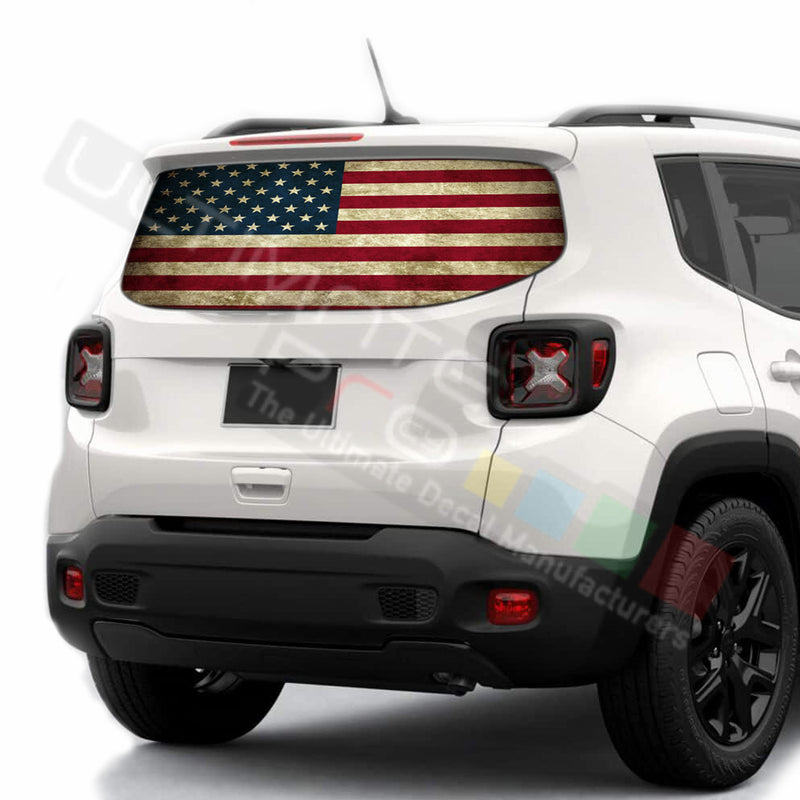 USA Flag 1 Perforated Decals stickers compatible with Jeep Renegade