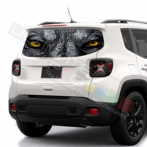 Wolf Perforated Decals stickers compatible with Jeep Renegade