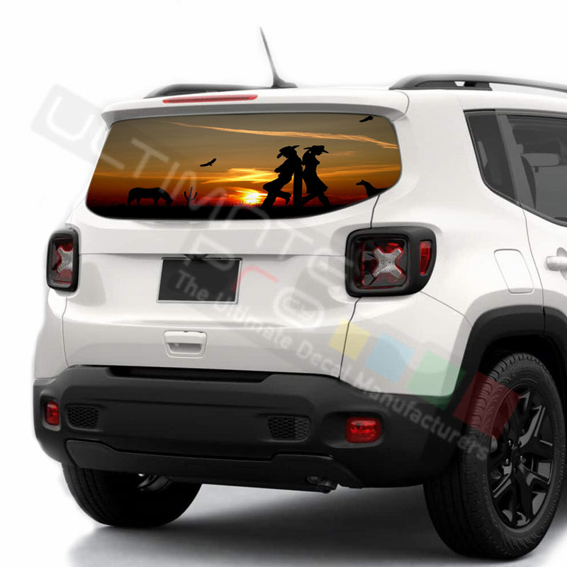 West Perforated Decals stickers compatible with Jeep Renegade