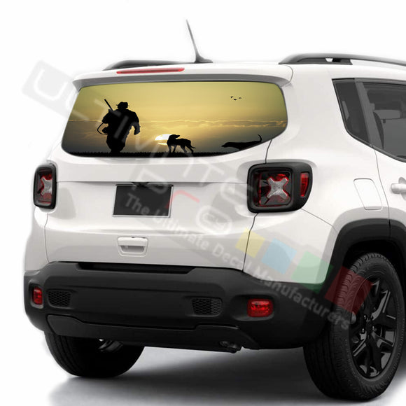Hunting 1 Perforated Decals stickers compatible with Jeep Renegade