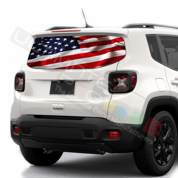 USA Flag Perforated Decals stickers compatible with Jeep Renegade