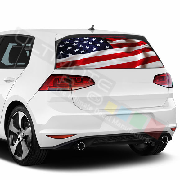 USA Flag Perforated Decals compatible with Volkswagen Golf