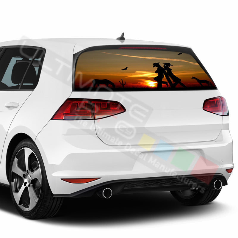 West Perforated Decals compatible with Volkswagen Golf