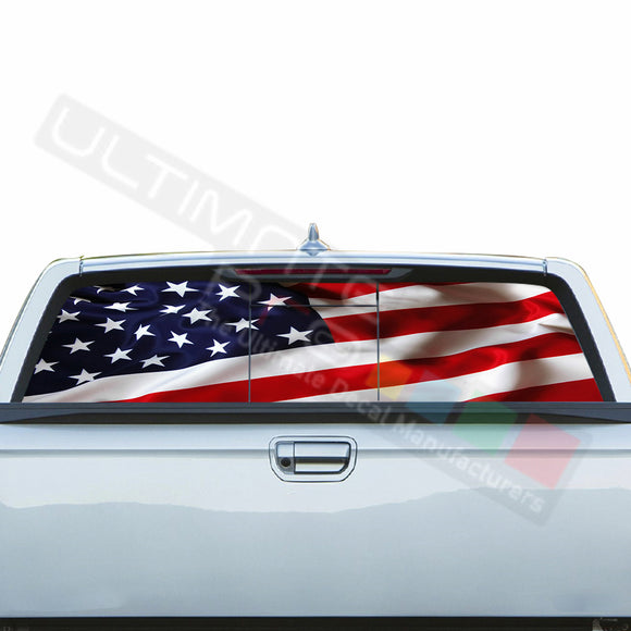 USA Flag 1 Perforated Decals stickers compatible with Honda Ridgeline
