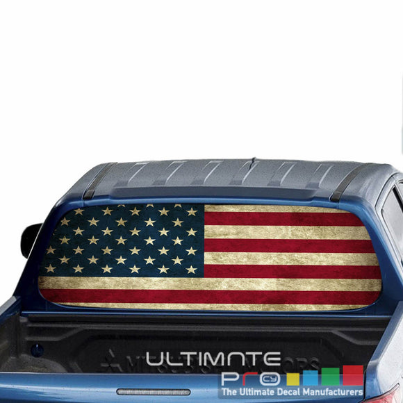 USA Flag Perforated Decals stickers compatible with Mitsubishi L200