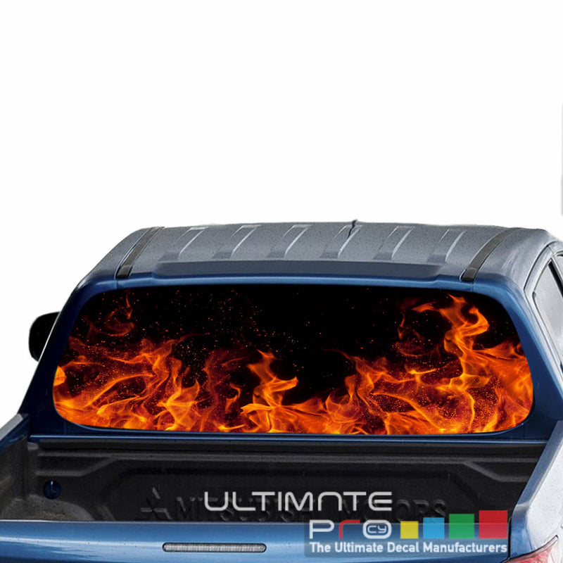 Flames Perforated Decals stickers compatible with Mitsubishi L200