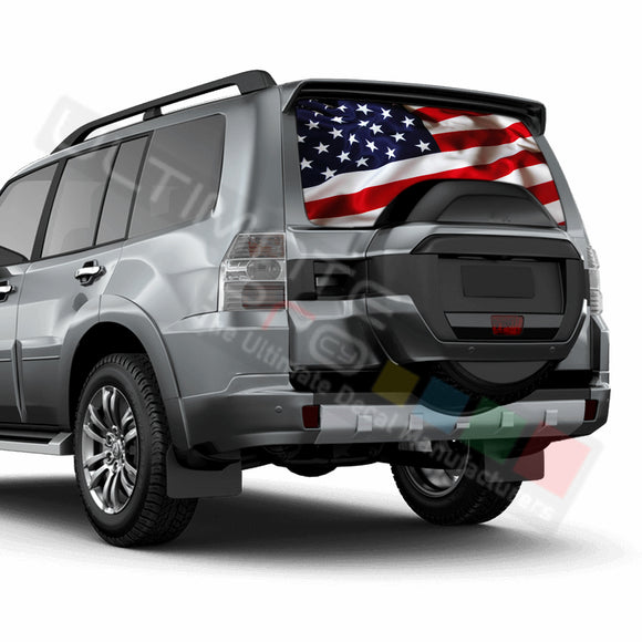 USA Flag Perforated Decals compatible with Mitsubishi Montero