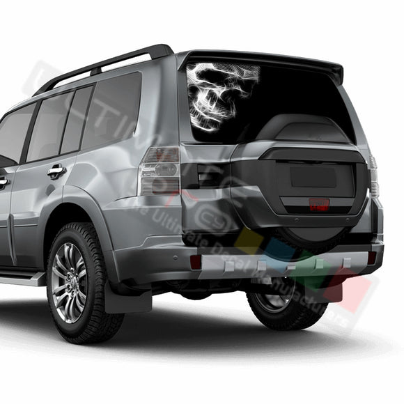 Skull Perforated Decals compatible with Mitsubishi Montero
