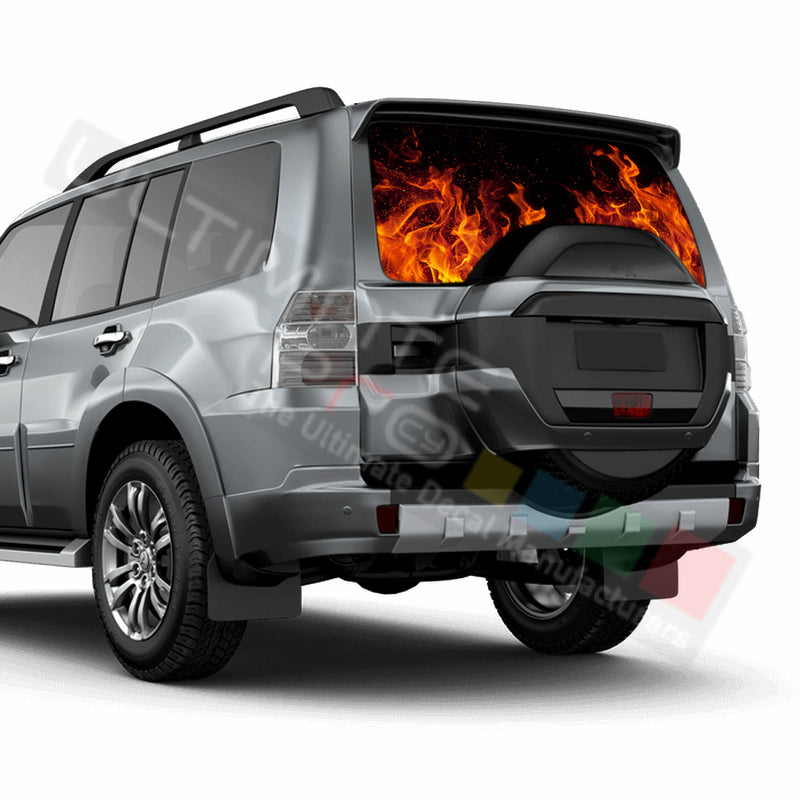 Flames Perforated Decals compatible with Mitsubishi Montero