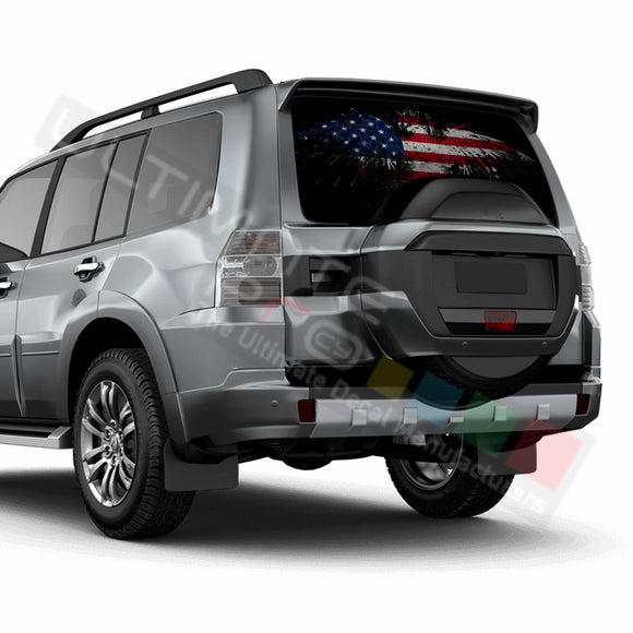 Eagle Flag Perforated Decals compatible with Mitsubishi Montero