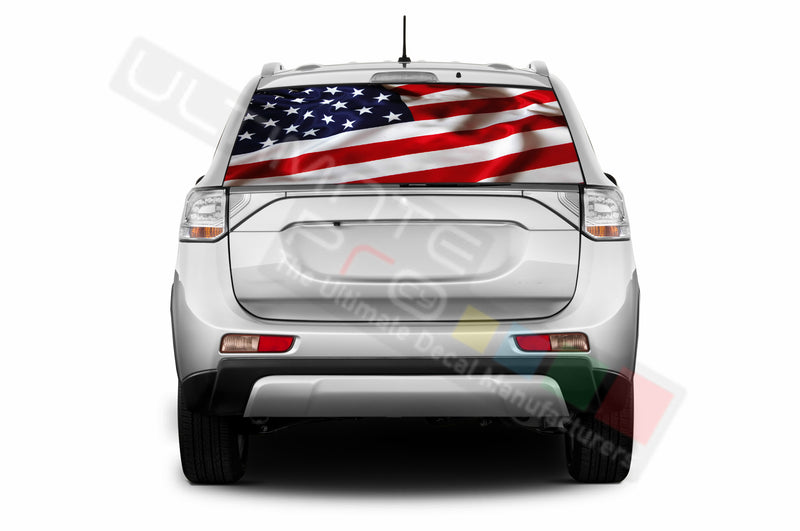 USA Flag Perforated Decals compatible with Mitsubishi Outlander