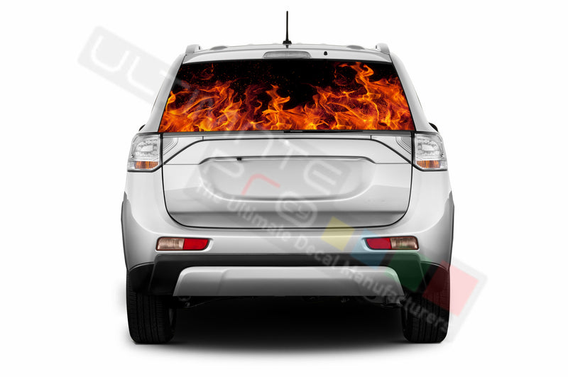 Flames Perforated Decals compatible with Mitsubishi Outlander