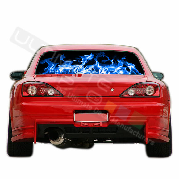 Blue Fire Perforated Decals compatible with Nissan Silvia