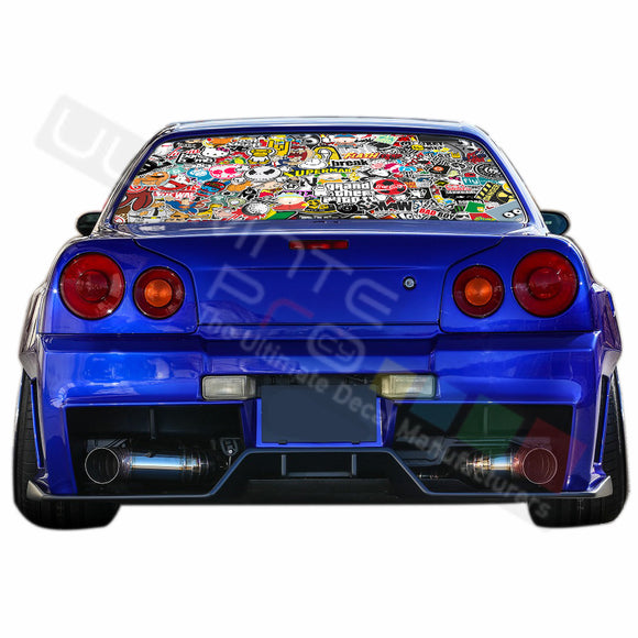 Bomb Skin Perforated Decals compatible with Nissan Skyline
