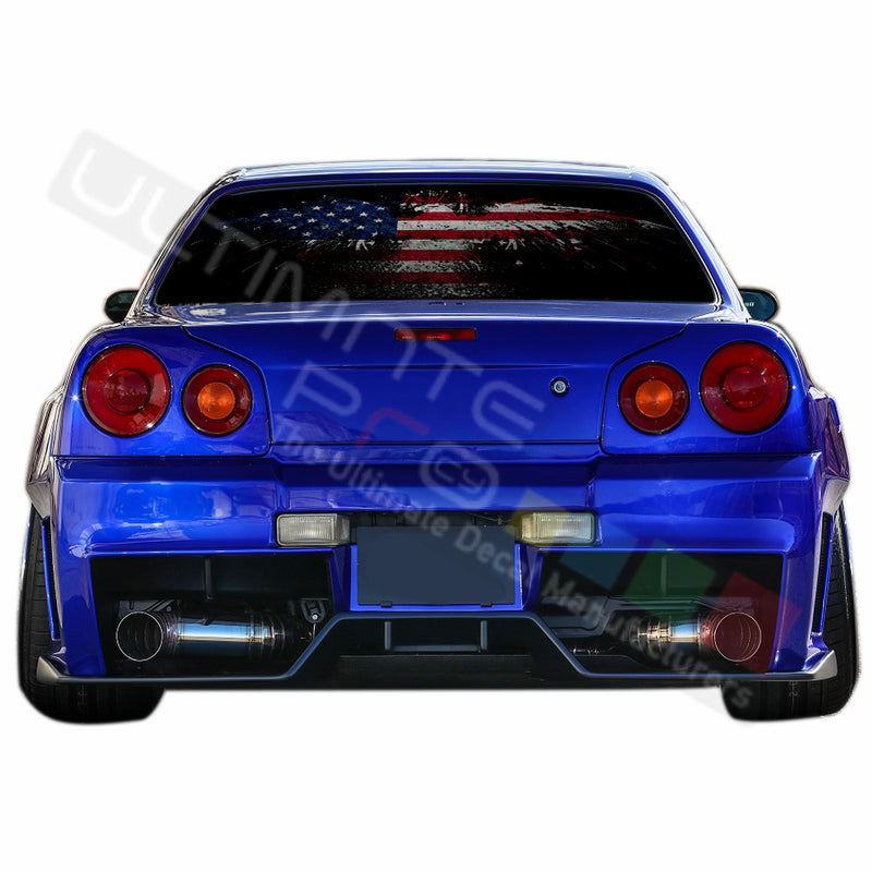 Eagle Flag Perforated Decals compatible with Nissan Skyline
