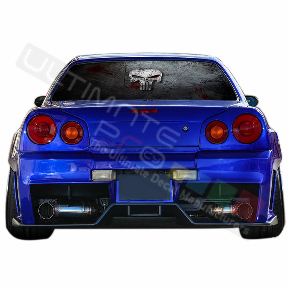 Punisher Perforated Decals compatible with Nissan Skyline