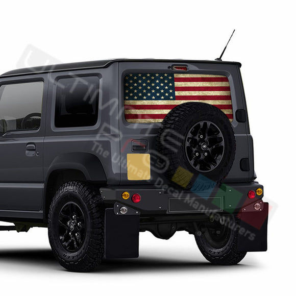 USA Flag 1 Perforated Decals stickers compatible with Suzuki Jimny