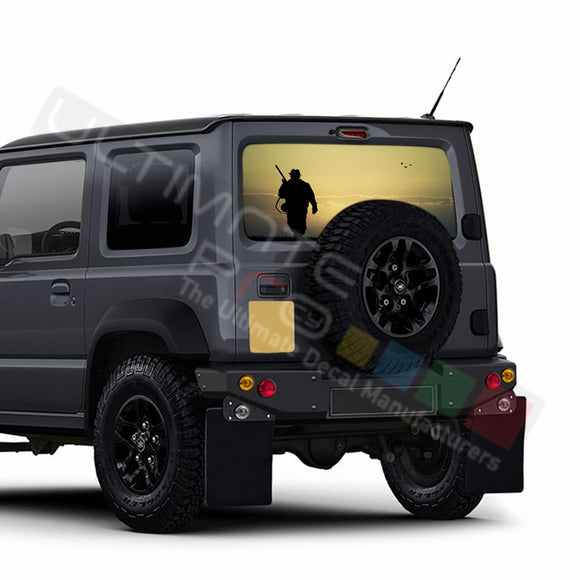 Hunting 1 Perforated Decals stickers compatible with Suzuki Jimny