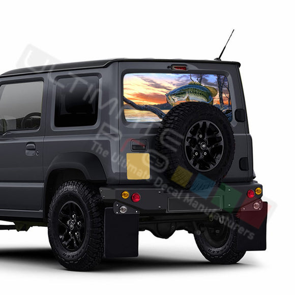 Fishing Perforated Decals stickers compatible with Suzuki Jimny