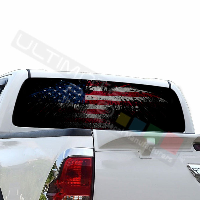 Eagle Flag Perforated Decals compatible with Toyota Hilux