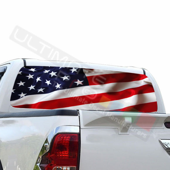 USA Flag 1 Perforated Decals compatible with Toyota Hilux