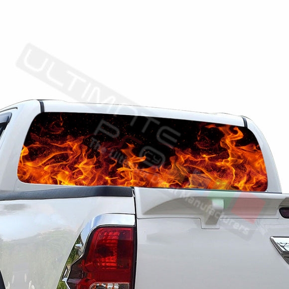 Flames Perforated Decals compatible with Toyota Hilux